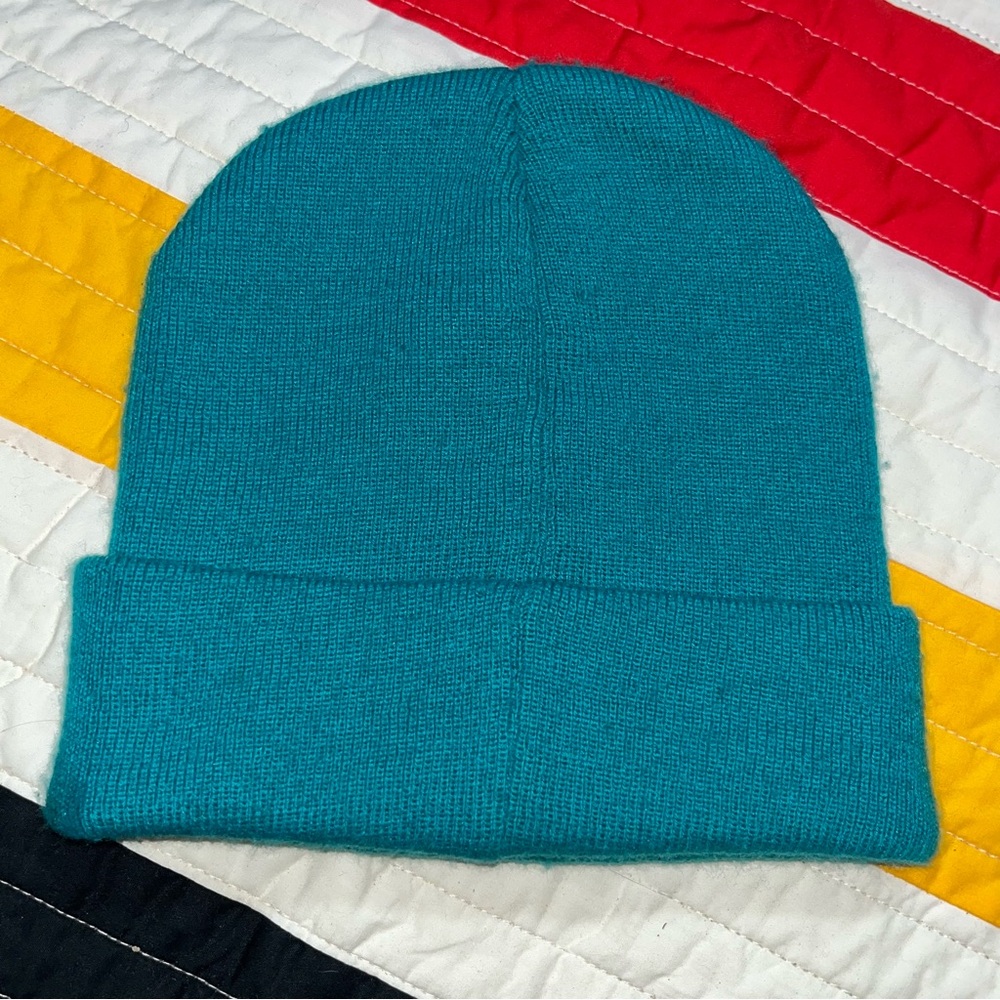 DALIX Teal Ribbed Cuffed Beanie - Picture 4 of 4